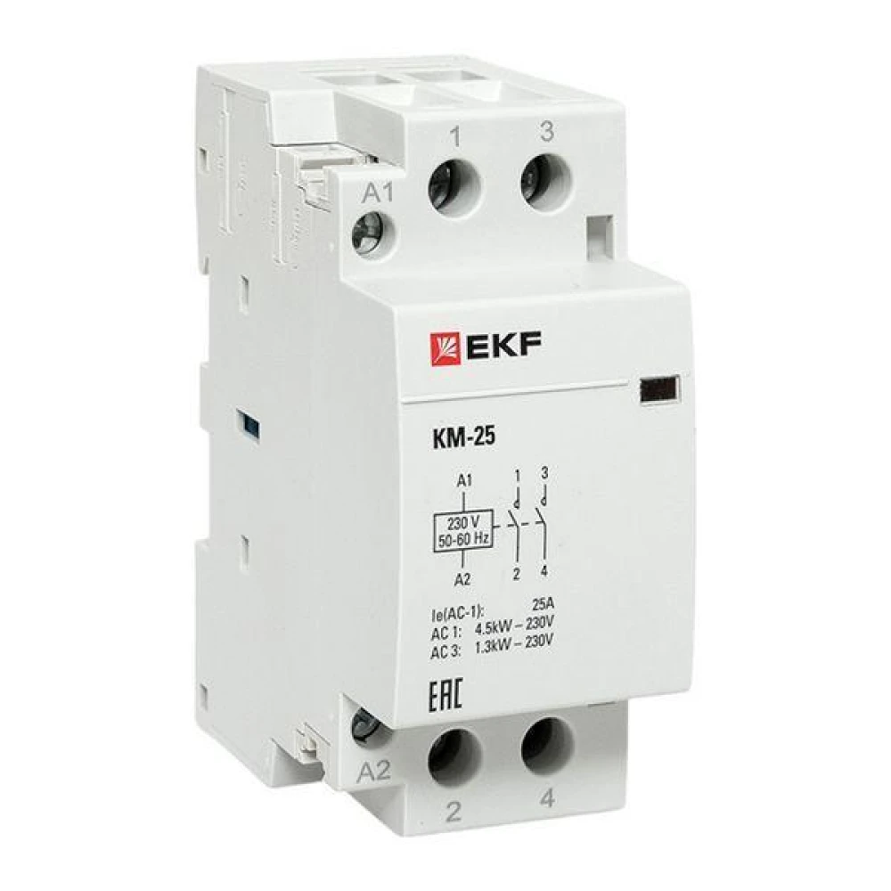 Контактор модульный КМ 25А 2NО (2 мод.) EKF km-2-25-20