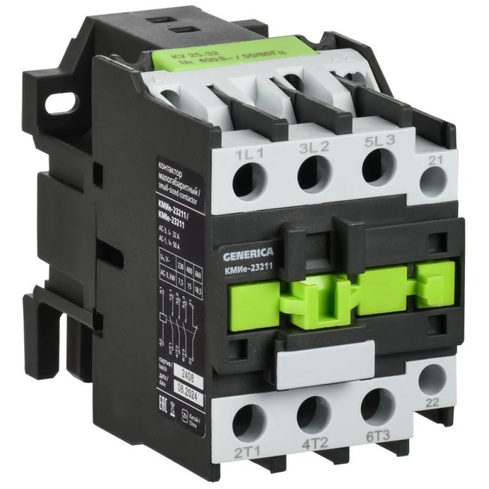 Контактор КМИе-23211 32А 230В/АС3 1НЗ GENERICA KKME21-032-230-01