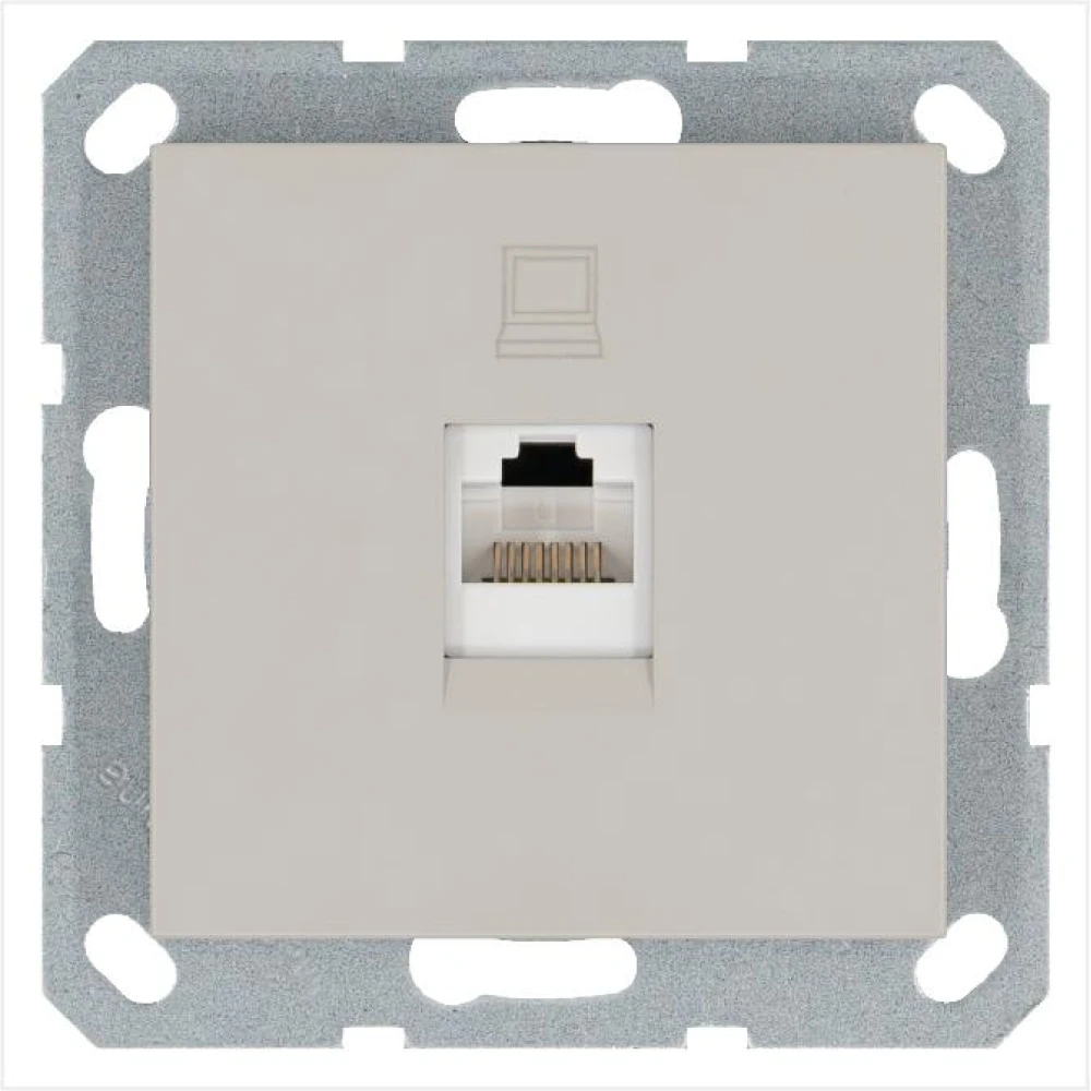 Розетка компьютерная 1-м RJ45 IP20 кат. 5E механизм тауп Jasmart G6105T