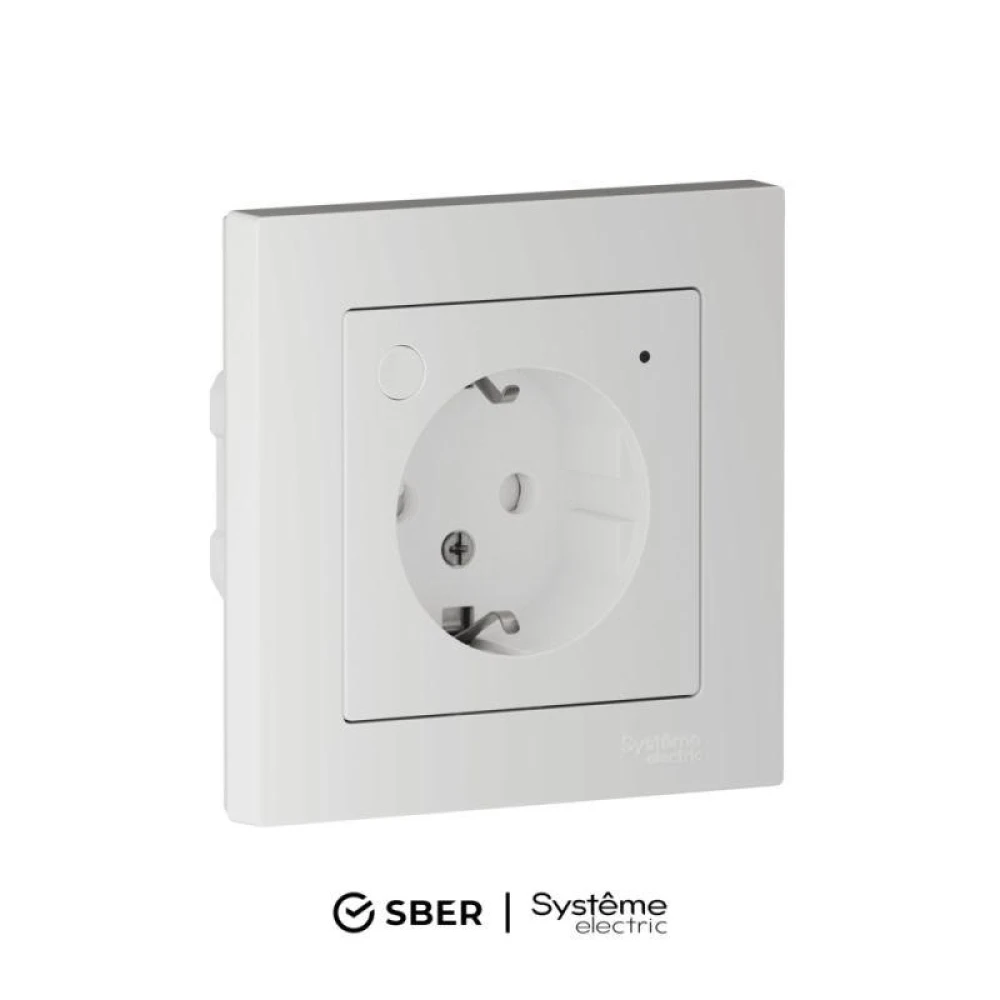 Розетка AtlasDesign Smart 16А L+N с заземл. защ. шторки Zigbee механизм бел. SE ATN000145Z