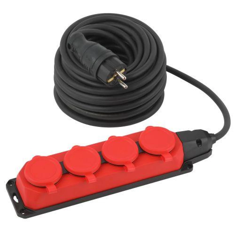 Удлинитель 4х20м с заземл. IP44 КГ 3х1.5 каучук UK-4e-3x1.5-20m-IP44(KG) Эра Б0057587