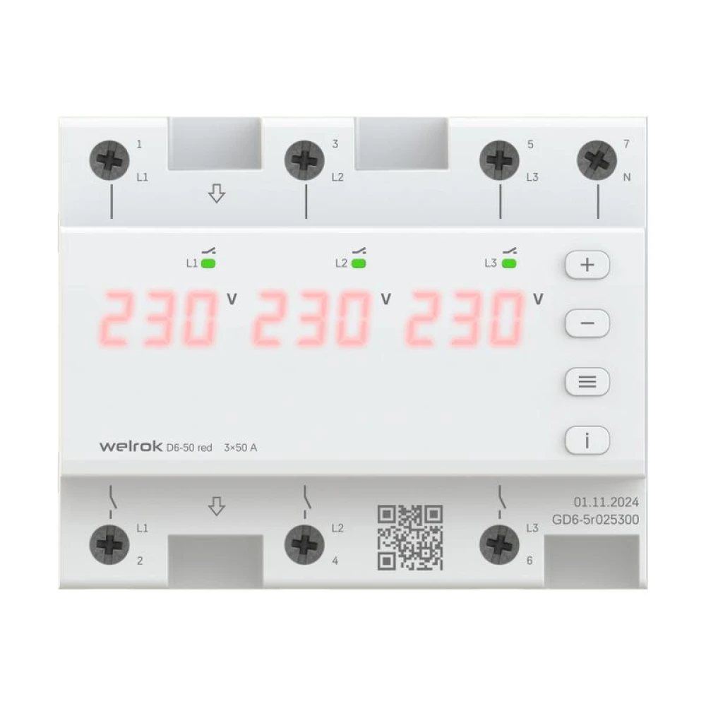 Реле напряжения D6-50 red Welrok 4660251140403