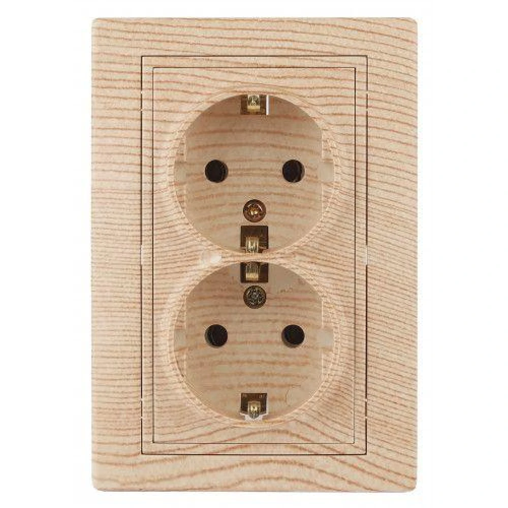 Розетка 2-м СП Plano 1-205-11 16А IP20 250В 2P+E Schuko сосна Intro Б0053922