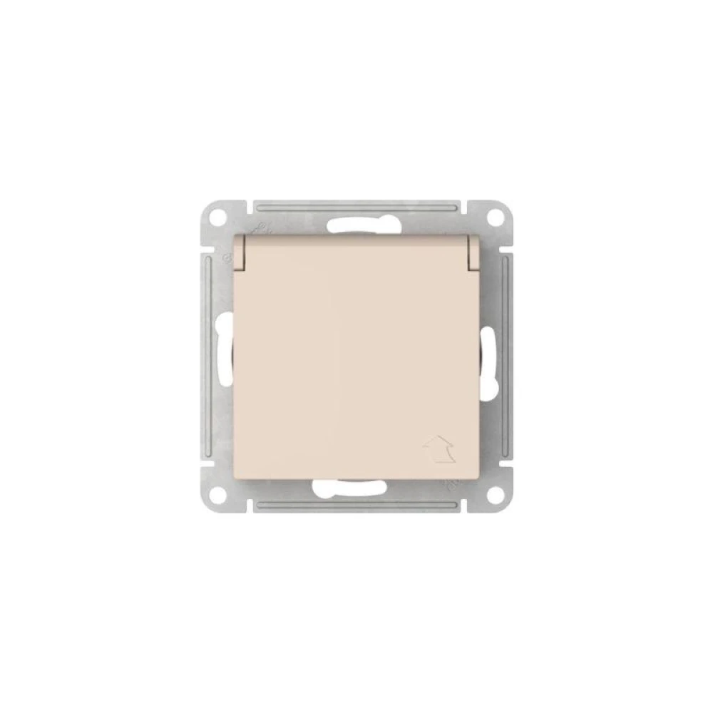 Розетка AtlasDesign 16А IP20 с заземл. защ. шторки с крышкой быстрозажим. клем. механизм беж. SE ATN000246S