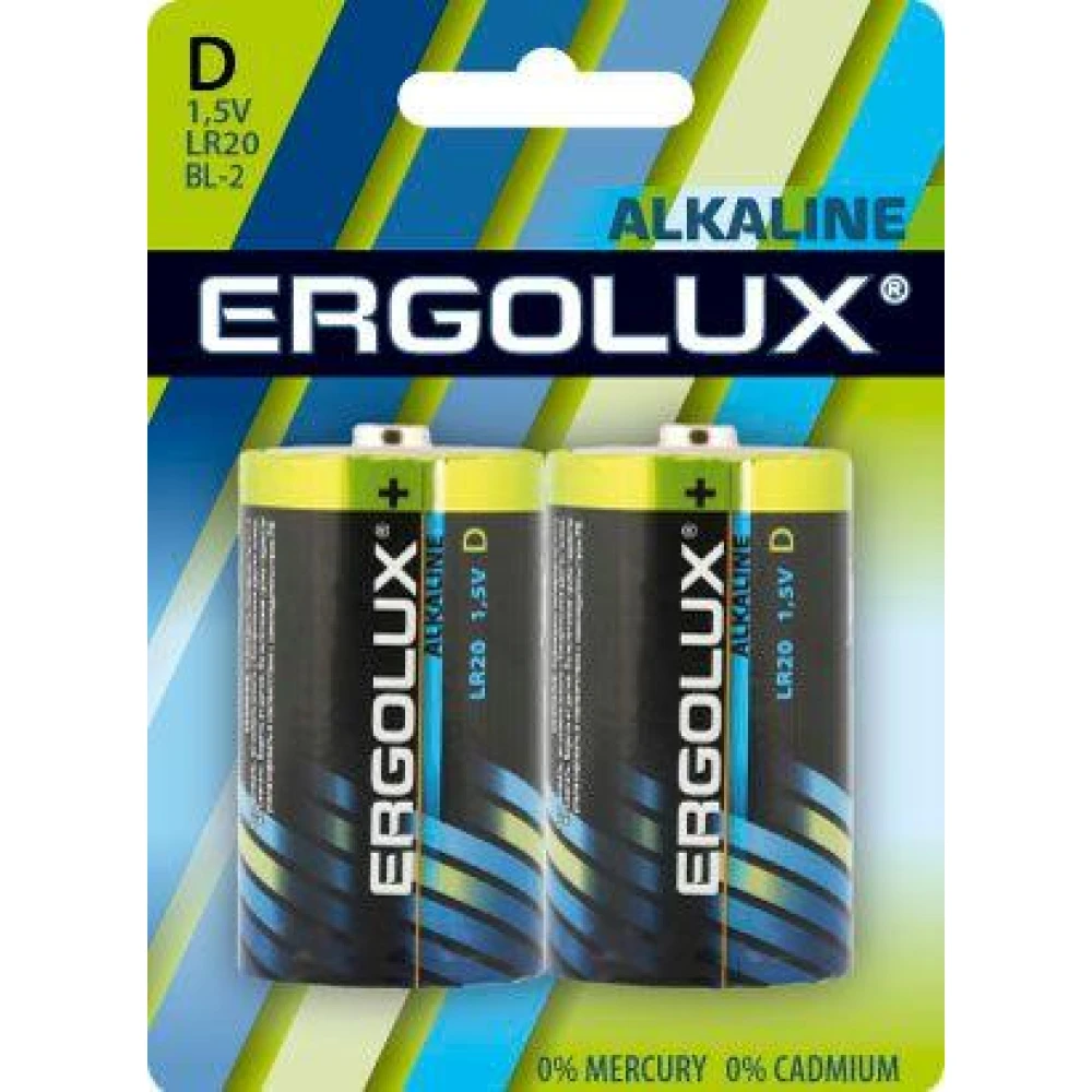 Элемент питания алкалиновый D/LR20 1.5В Alkaline BL-2 (блист.2шт) Ergolux 11752