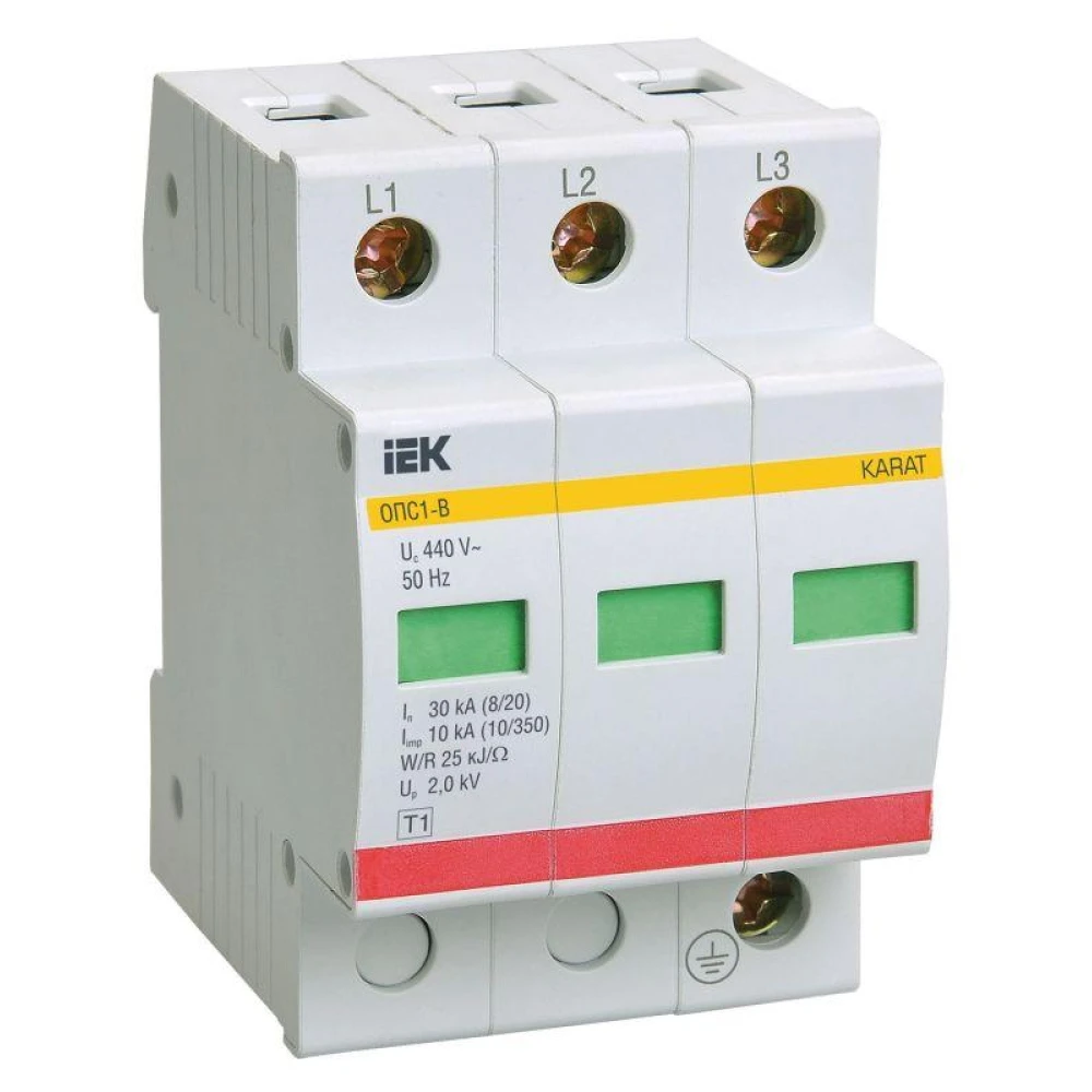 Ограничитель перенапряжения ОПС1-B 3P KARAT IEK MOP20-3-B