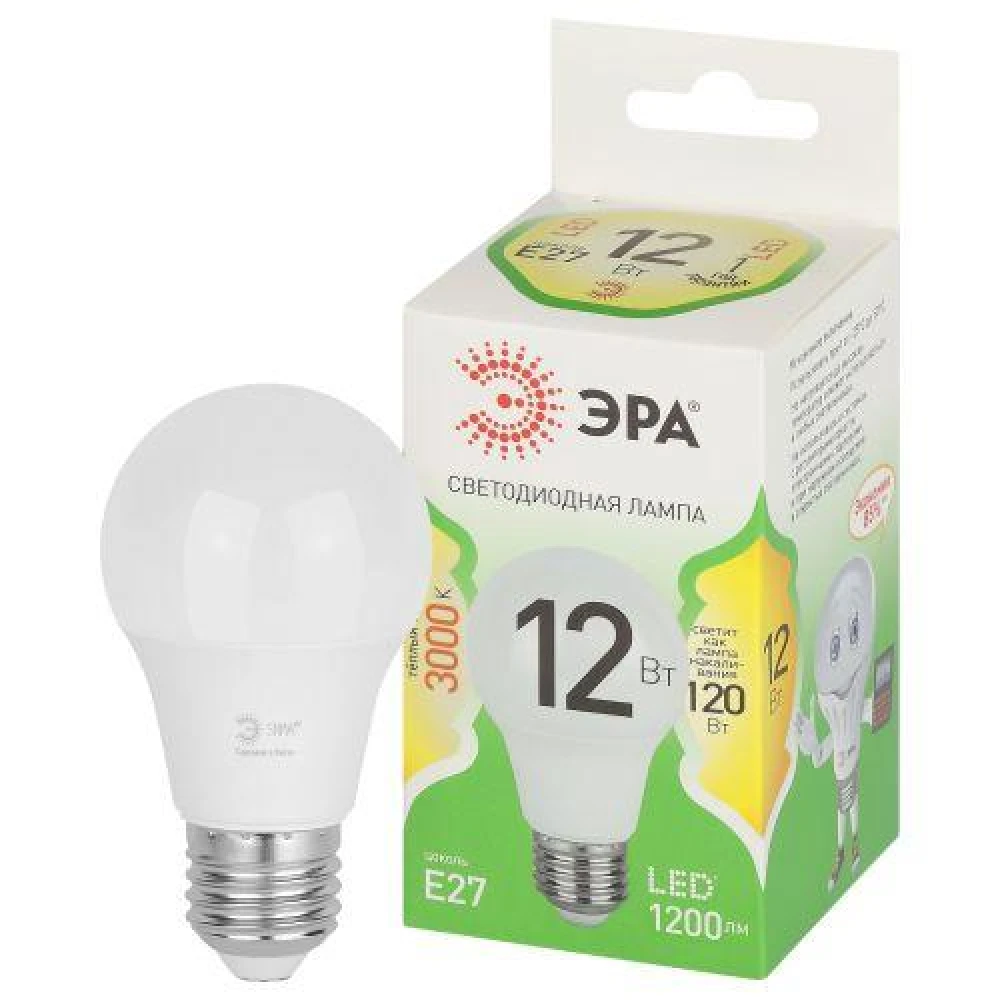 Лампа светодиодная GREEN LINE A60-12W-830-E27 GL 12Вт груша 3000К свет тепл. E27 Эра Б0067110
