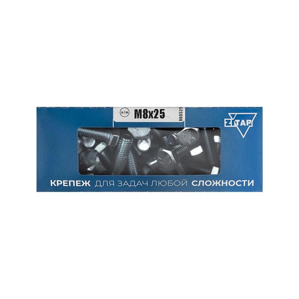 Болт с шестигранной головкой М8х25 DIN 933 оцинк. (уп.40шт) Tech-Krep/Zitar 105208