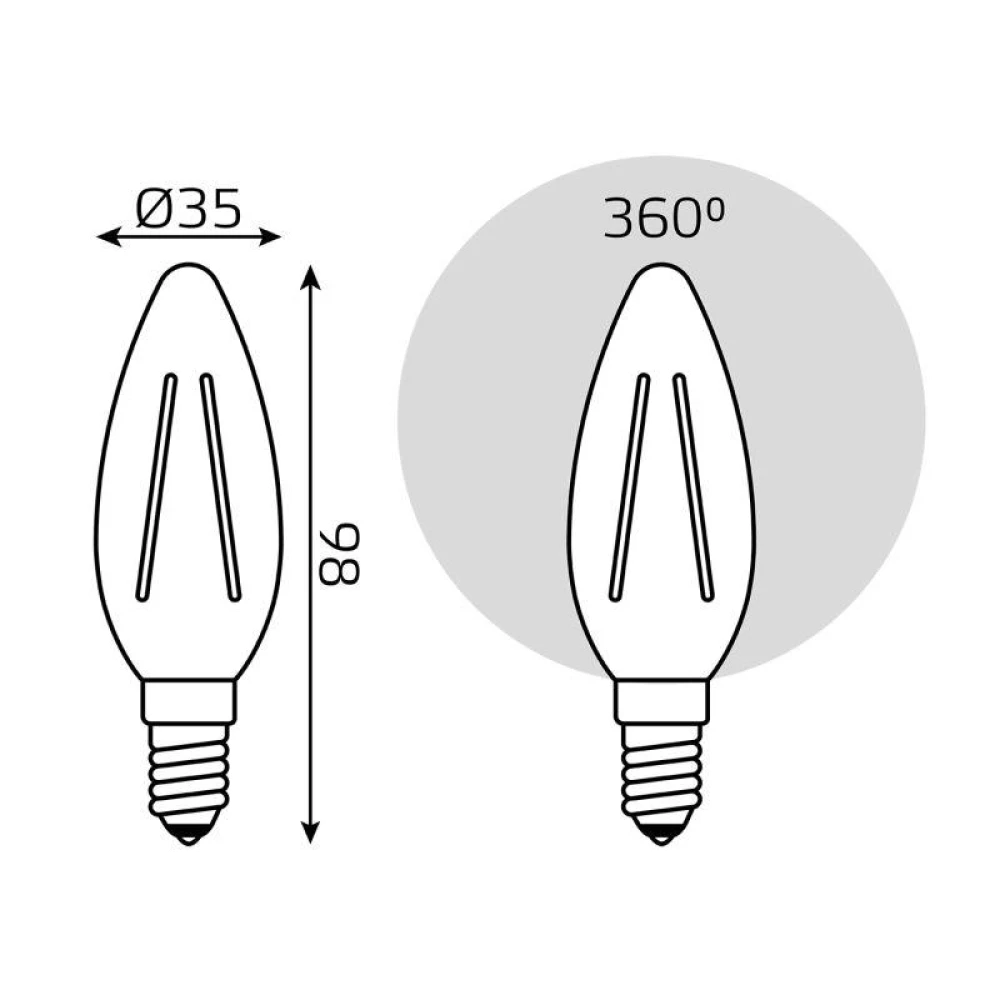Лампа светодиодная филаментная Black Filament 7Вт свеча 2700К тепл. бел. E14 550лм GAUSS 103801107