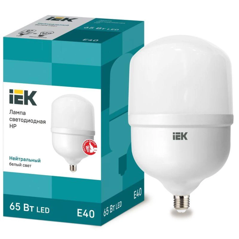 Лампа светодиодная HP 65Вт 4000К нейтр. бел. E40 230В IEK LLE-HP-65-230-40-E40