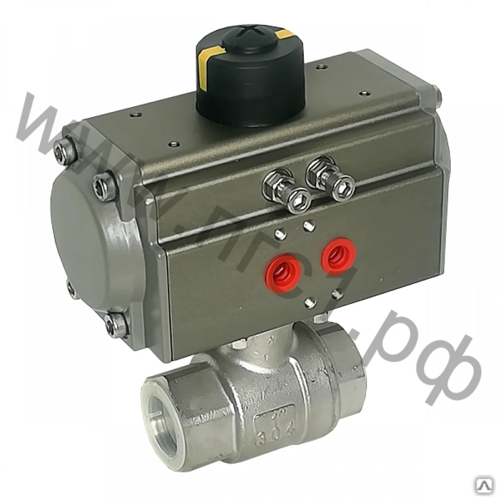 Кран шаровой нержавеющий ШК-ПГС232316-PBST063D двухсоставной 1 1/4" с площадкой ISO5211 ст.316 с пневмоприводом