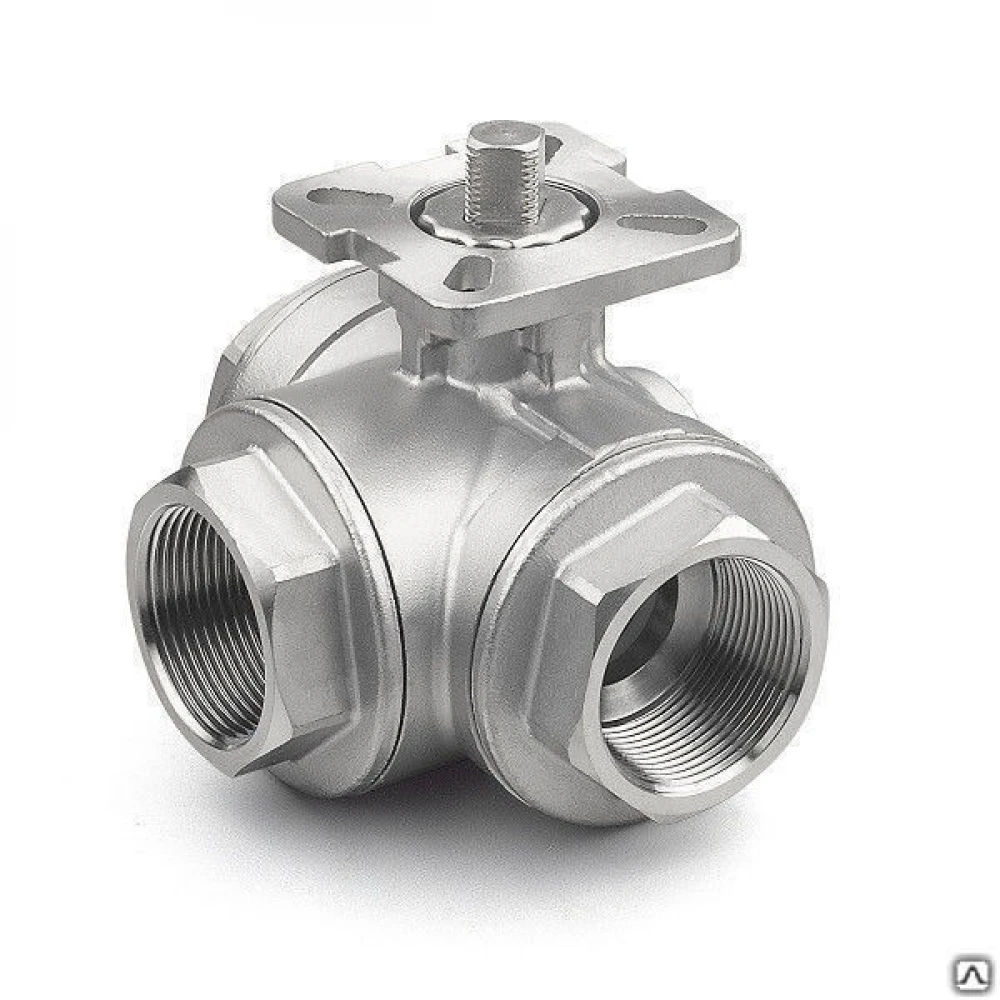 Кран шаровой трехходовой неполнопроходной Т-порт 1-1/2" с площадкой ISO5211, нерж. ст. 304 ШК-ПГС240304Т-PBT063D
