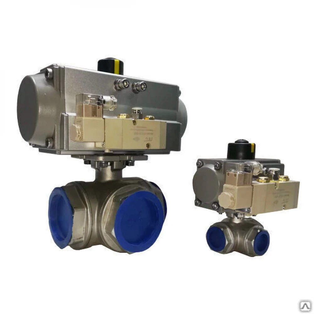 Кран шаровой ШК-ПГС215316L-РBST052D трехходовой L-порт 1/2" с площадкой ISO5211, нерж. ст. 316