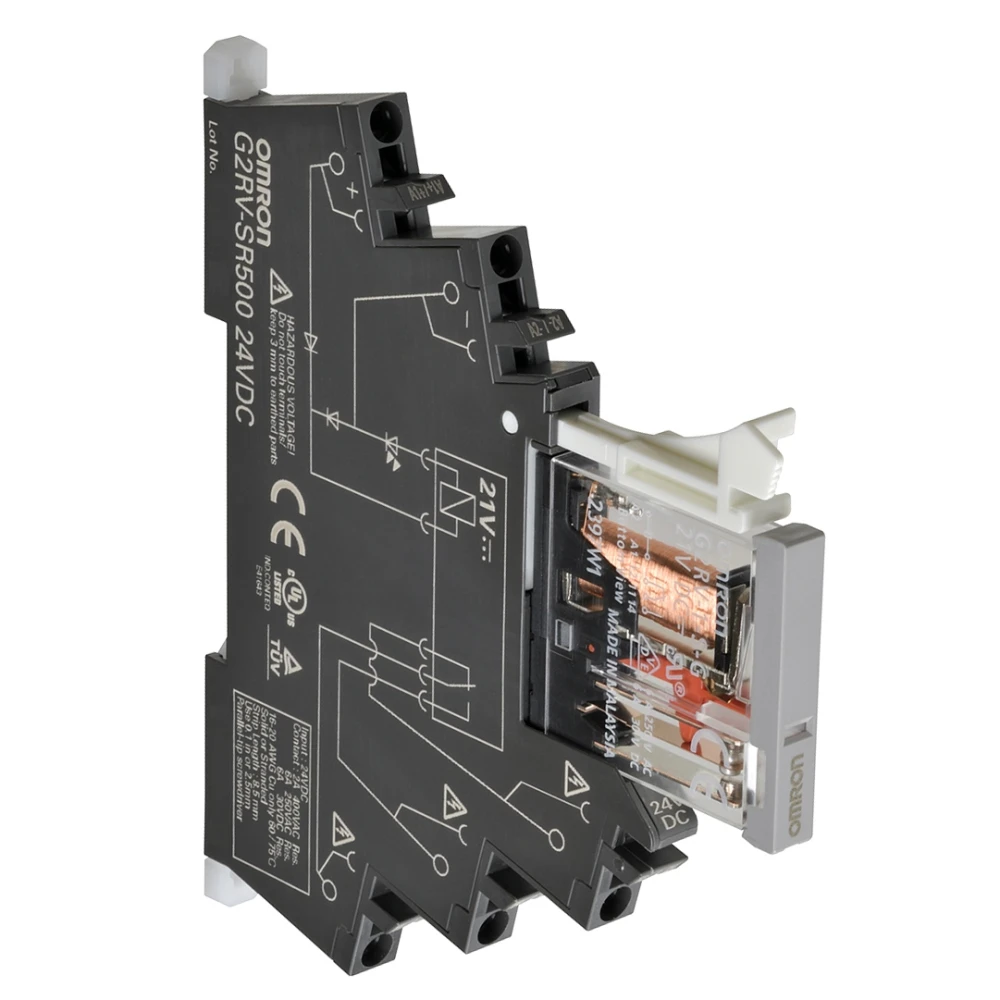 G2RV-SR500 DC24 BY OMB Реле 6 мм серии G2RV, черное, клеммы Push-in Plus, напряжение питания 24 V DC, ток 6 A