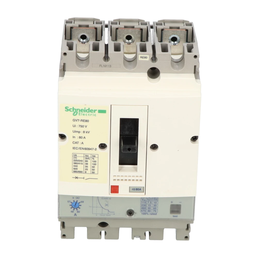 Автоматический выключатель защиты двигателя Schneider Electric GV7RE80, 3P, 48–80 А, 36 кА, TeSys GV7