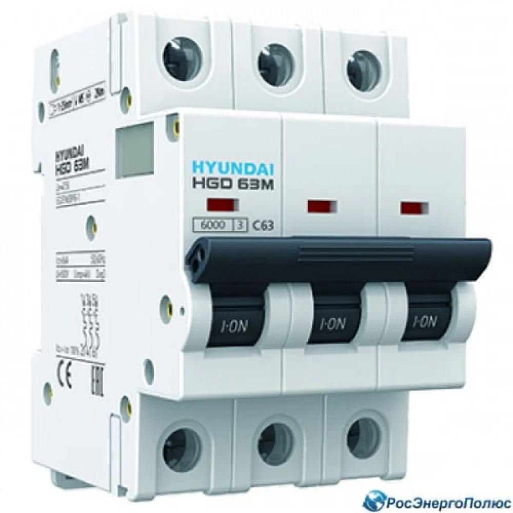 Автоматический выключатель HGD63M3PMCS0000C 00016,3полюс.,16Aток к.з,6кА,характеристика С13.04.000888, для защиты цепей от КЗ и перегрузки HGD63M3PMCS0000C00016