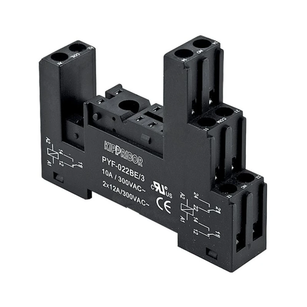 Колодка для реле промежуточного 2-х контактная,3-х ярусная,с винтовыми зажимами PYF-022BE/3