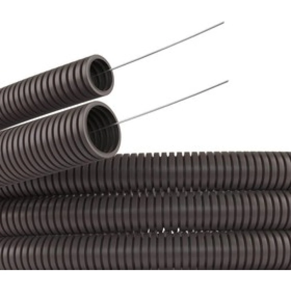 Труба полиамид PA6V0 гофро б/протяж. d=16мм,т. серая 80016