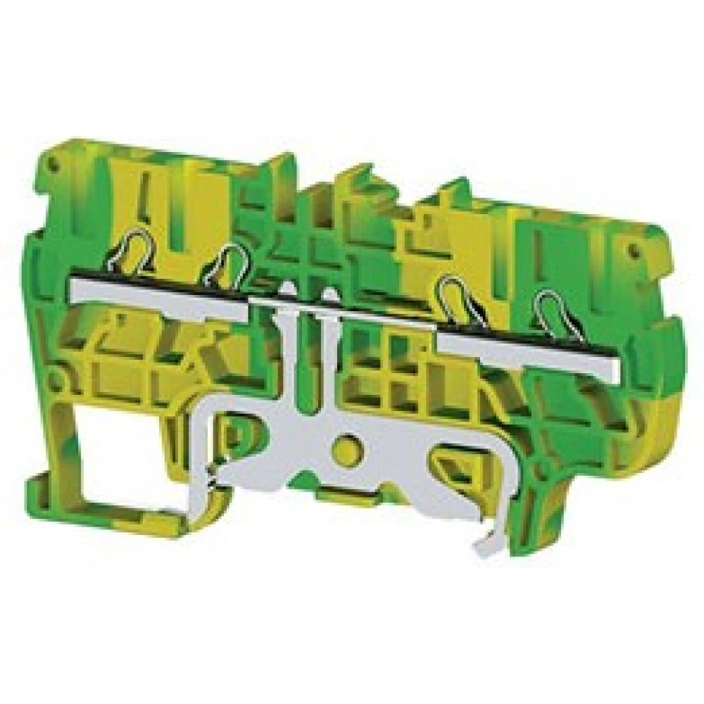 Клеммник пруж. быстрозажимной (Push in)4х выводной,2,5мм.кв. (земля),PYK2,5 (CT), для подключения проводников 336540