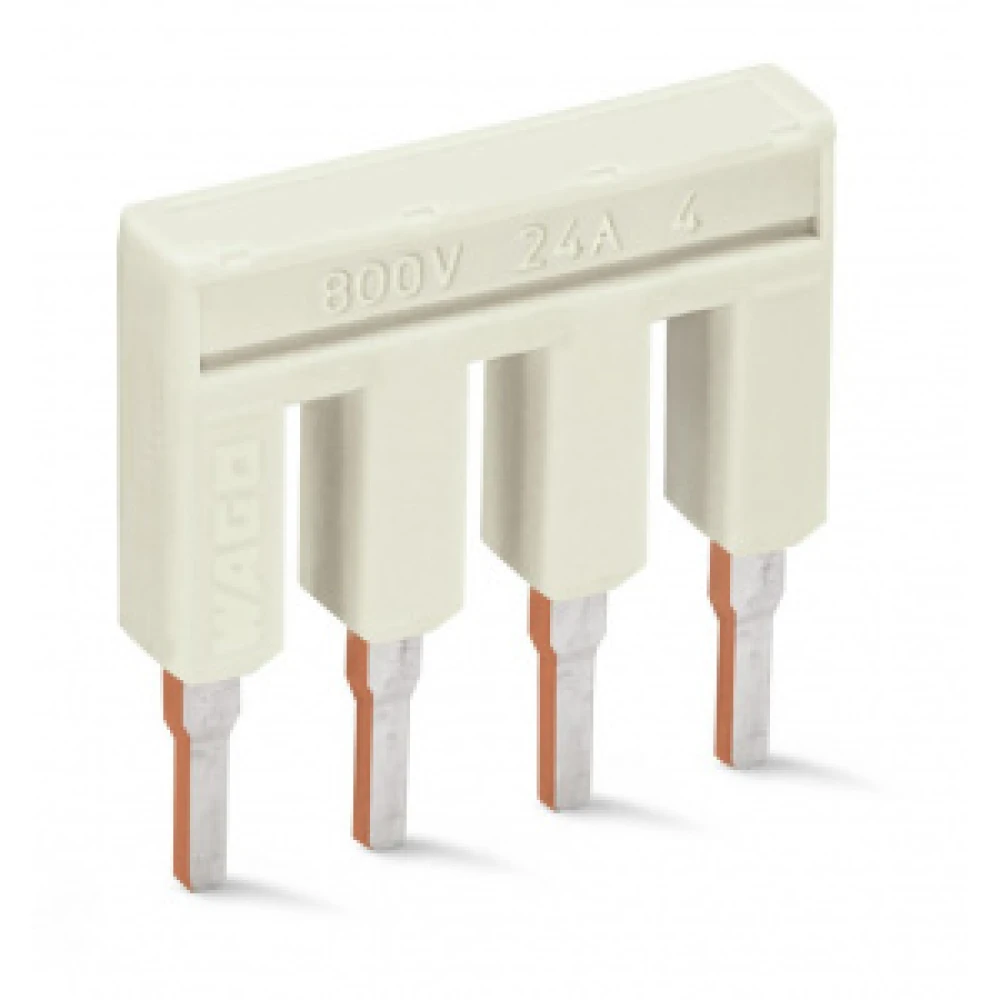 4-контактная перемычка изолированная, светло серая типа Push-in, для соединения клемм 2002-404