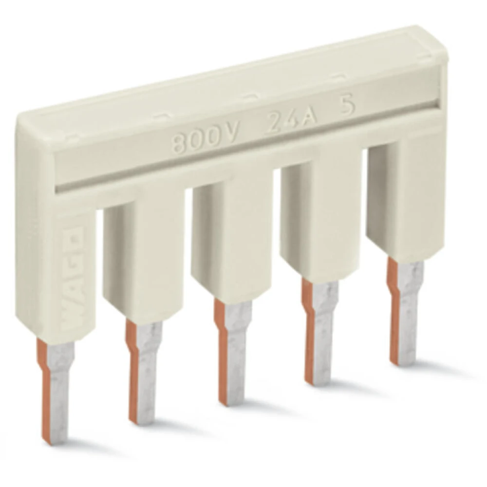 5-контактная перемычка изолированная, светло серая типа Push-in, для соединения клемм 2004-405