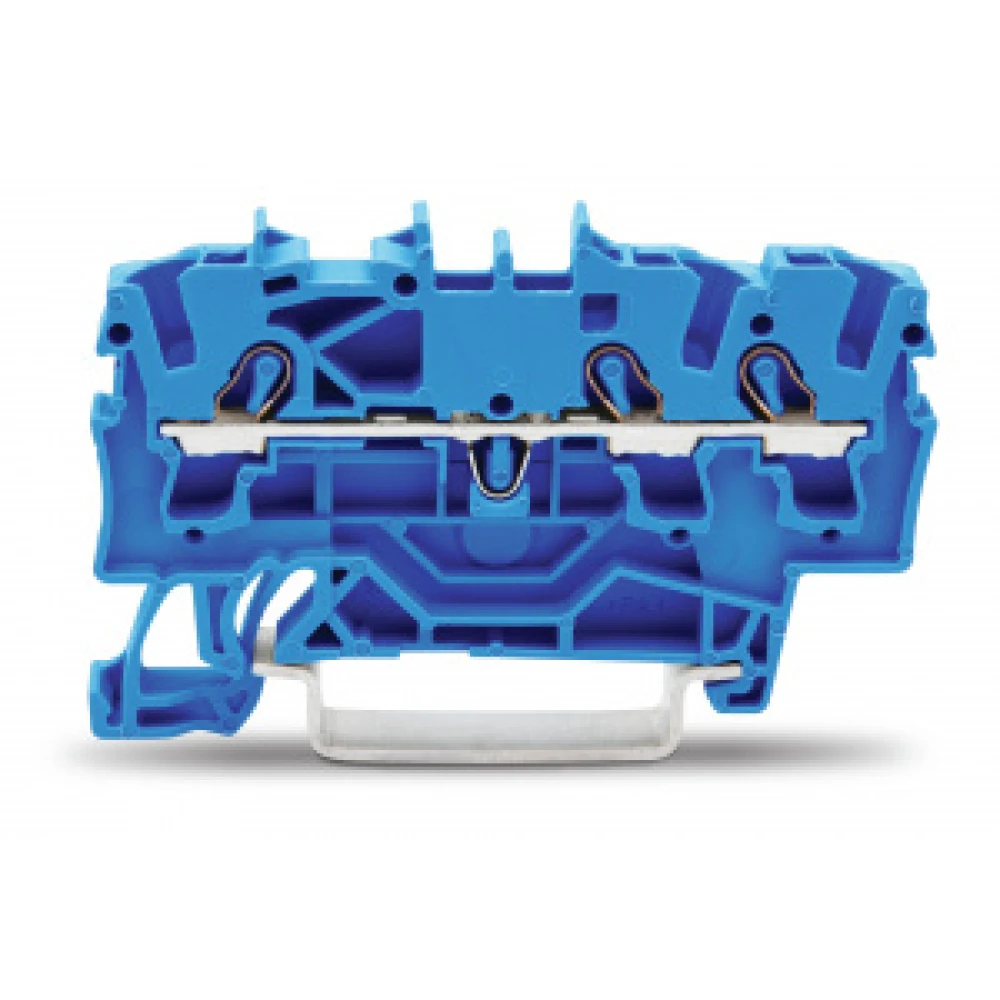 Проходная клемма 3-проводная, синяя, для подключения проводников 2002-1304