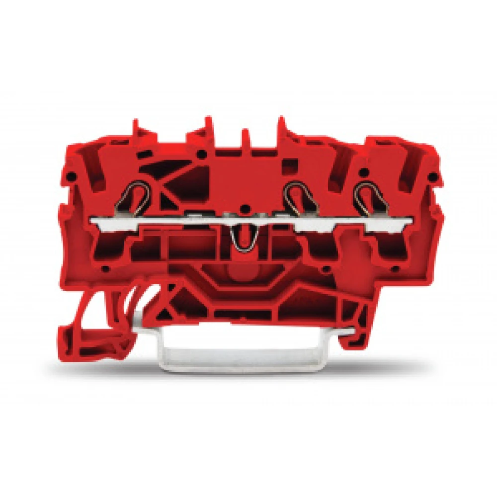 Проходная клемма 3-проводная, красная, для подключения проводников 2002-1303