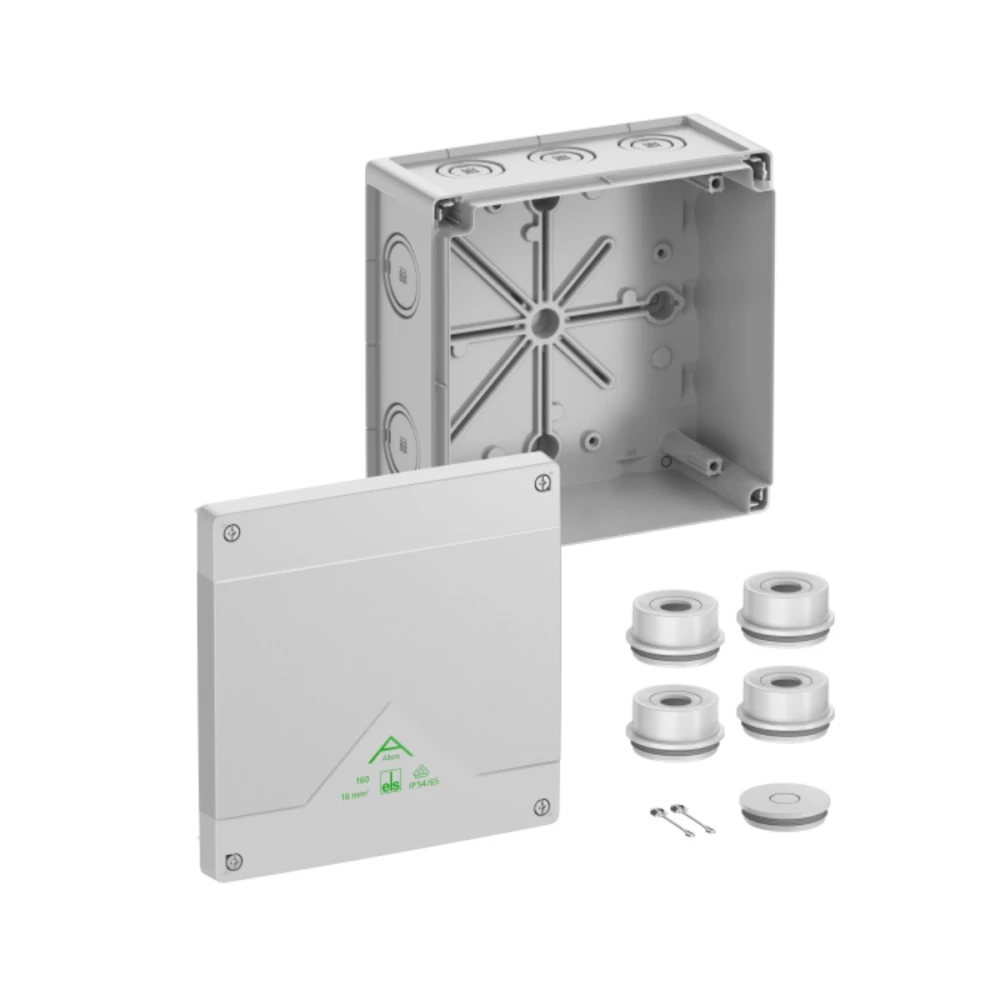 Коробка ABOX-160 пластиковая без сальников 180×180×91мм, для прокладки кабеля и проводов 816-910-01