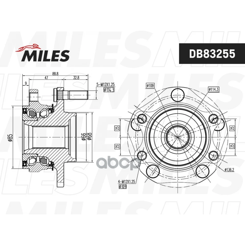 Ступица с подшипником MILES - DB83255