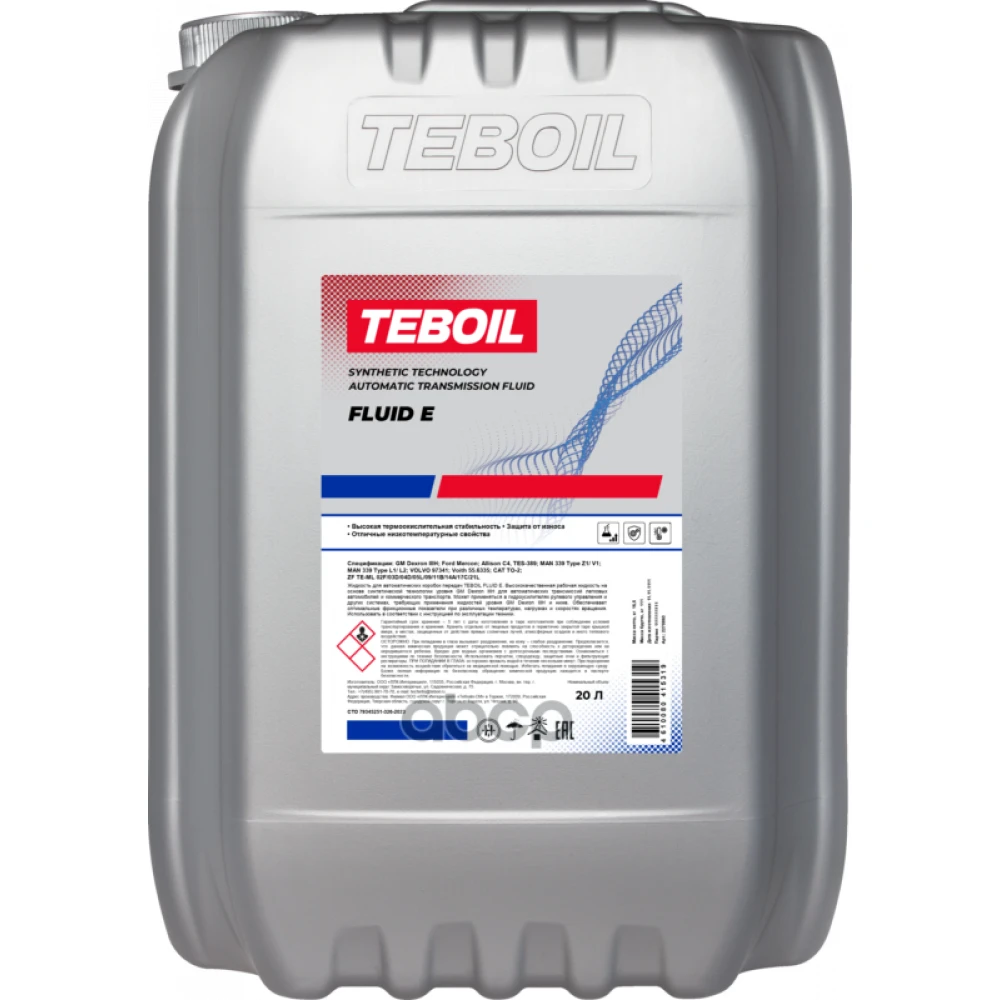 Масло трансмиссионное Fluid E (Dexron III) 20л TEBOIL - 2270863