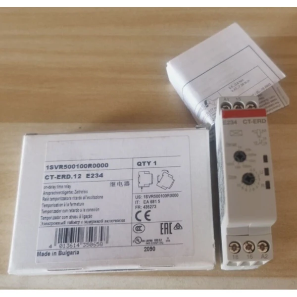 Реле времени ABB CT-ERD.12, модульное, задержка на включение, 24–48 В DC / 24–240 В AC, 0,05 с…100 ч, 1SVR500100R0000