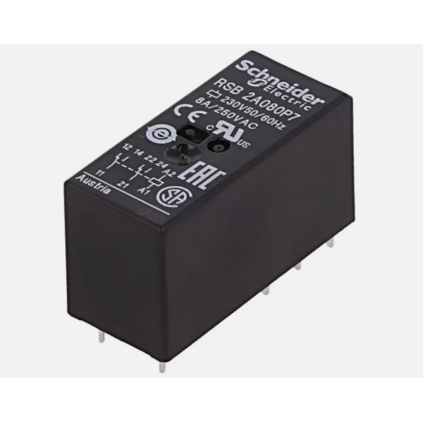 Интерфейсное реле Schneider Electric RSB2A080P7, 2CO, 8 А, катушка 230 В AC, серия Zelio RSB