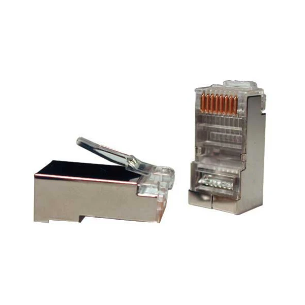 Разъём RJ-45 (8P8C) Cat.6 для витой пары, обжимной, для сетевых кабелей Ethernet PLUG-8P8C-U-C5-SH