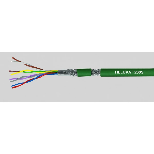Промышленный Ethernet-кабель HELUKABEL HELUKAT® 200S Cat.5, SF/UTP (S-FTP), 4 пары (4x2xAWG24/19), оболочка PUR, для буксируемых цепей, зелёный, арт. 81155