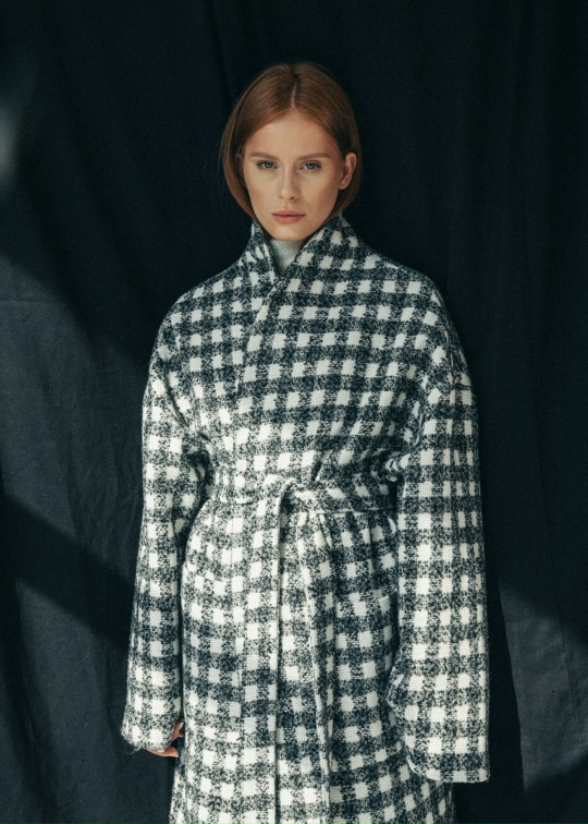 Пальто плед клетка - фото 8