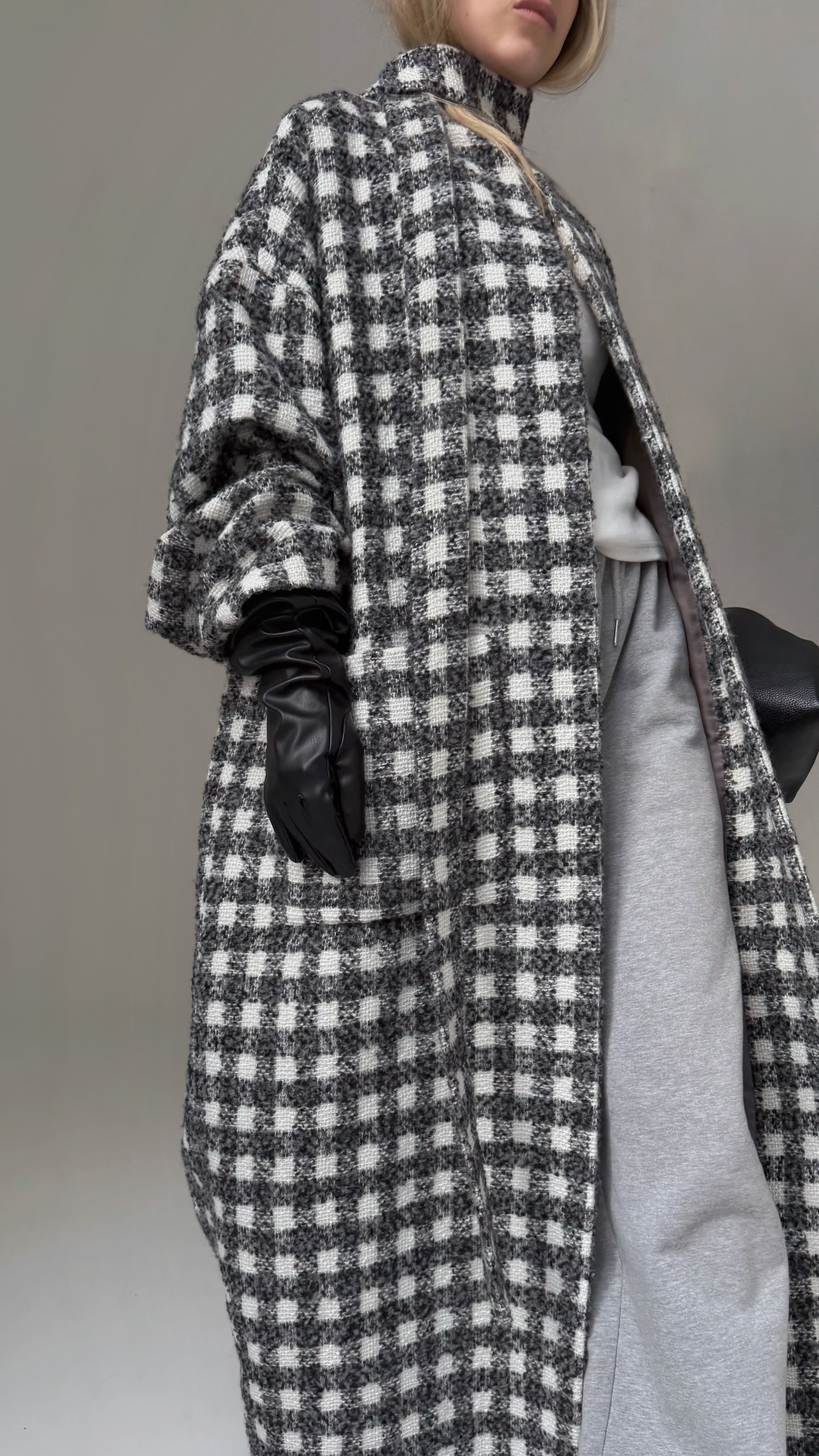 Пальто плед клетка - фото 4