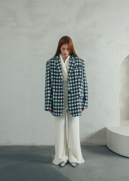 Пальто жакет клетка - фото 2