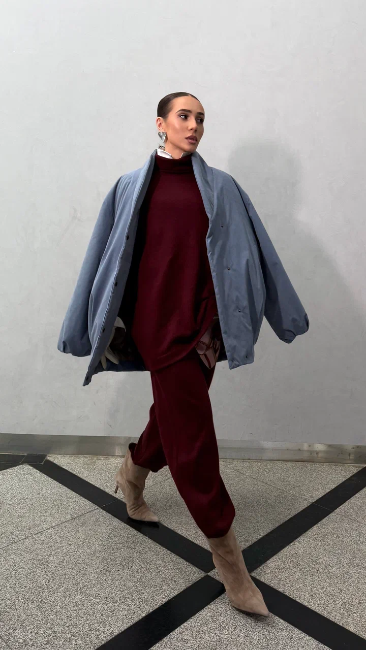 Свитер удлиненный трикотаж косы - фото 2