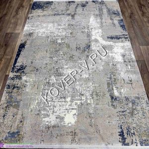 Купить турецкий ковер VALENCIA_6395C CREAM_BLUE из хлопка и тенселя с абстрактным рисунком со склада с доставкой по городам РФ