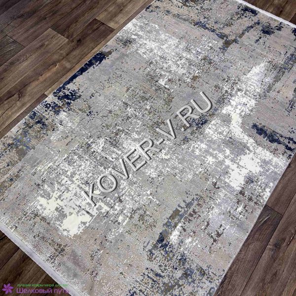 Купить турецкий ковер VALENCIA_6395C CREAM_BLUE из хлопка и тенселя с абстрактным рисунком со склада в Волгограде