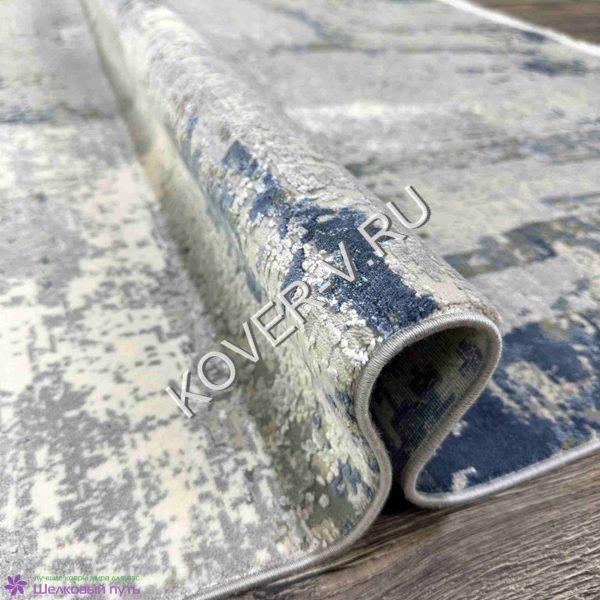 Купить турецкий ковер VALENCIA_6395C CREAM_BLUE из хлопка и тенселя с абстрактным рисунком