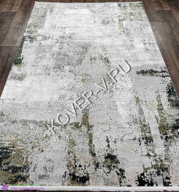 Купить турецкий ковер VALENCIA_6395C CREAM-GREEN из хлопка и тенселя с абстрактным рисунком со склада с доставкой по городам РФ