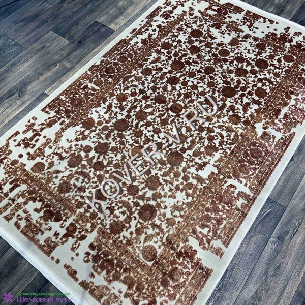 Купить прямоугольный турецкий ковер VALENCIA 6793B CREAM-TERRA из хлопка и тенселя с абстрактным рисунком со склада с доставкой по городам РФ