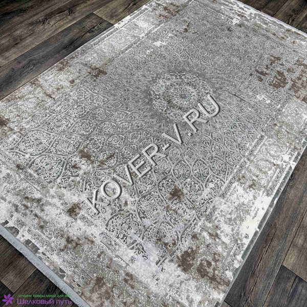 Купить прямоугольный турецкий ковер VALENCIA 6794B GREY_BEIGE из хлопка и тенселя с абстрактным рисунком со склада с доставкой по городам РФ