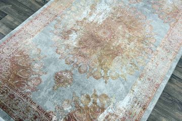 Купить прямоугольный турецкий ковер VALENCIA 8098A CREAM-TERRA из хлопка и тенселя с абстрактным рисунком со склада с доставкой по городам РФ