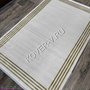 Купить прямоугольный турецкий ковер VALENCIA 8516A GOLD-CREAM из хлопка и тенселя с абстрактным рисунком со склада с доставкой по городам РФ