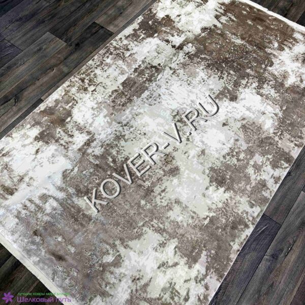 Купить прямоугольный турецкий ковер VALENCIA 8523B WHITE-BEIGE из хлопка и тенселя с абстрактным рисунком со склада с доставкой по городам РФ