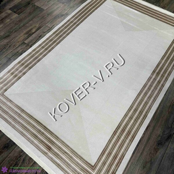 Купить прямоугольный турецкий ковер VALENCIA 8525A BEIGE-CREAM из хлопка и тенселя с абстрактным рисунком со склада с доставкой по городам РФ