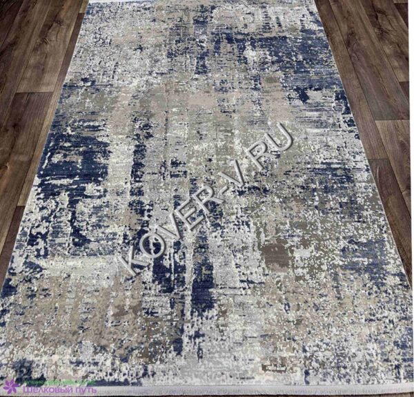Купить турецкий ковер VALENCIA 8526A CREAM-BLUE из хлопка и тенселя с абстрактным рисунком со склада с доставкой по городам РФ