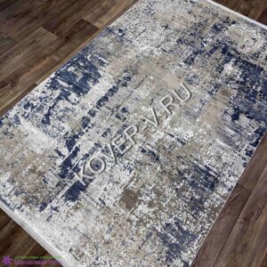 Купить прямоугольный турецкий ковер VALENCIA 8526A CREAM-BLUE из хлопка и тенселя с абстрактным рисунком со склада с доставкой по городам РФ